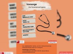 Plakat für die Veranstaltung "Vorsorge" in der Stadtbibliothek Itzehoe