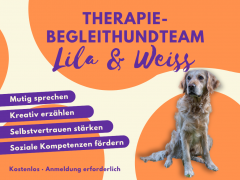 Therapiebegleithundteam Lila und Weiss in der Stadtbibliothek Itzehoe für Kinder