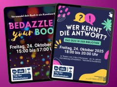 Tag der Bibliotheken 2025: Veranstaltungen in Itzehoe: Pub-Quiz und Bedazzle your Book in der Stadtbibliothek Itzehoe